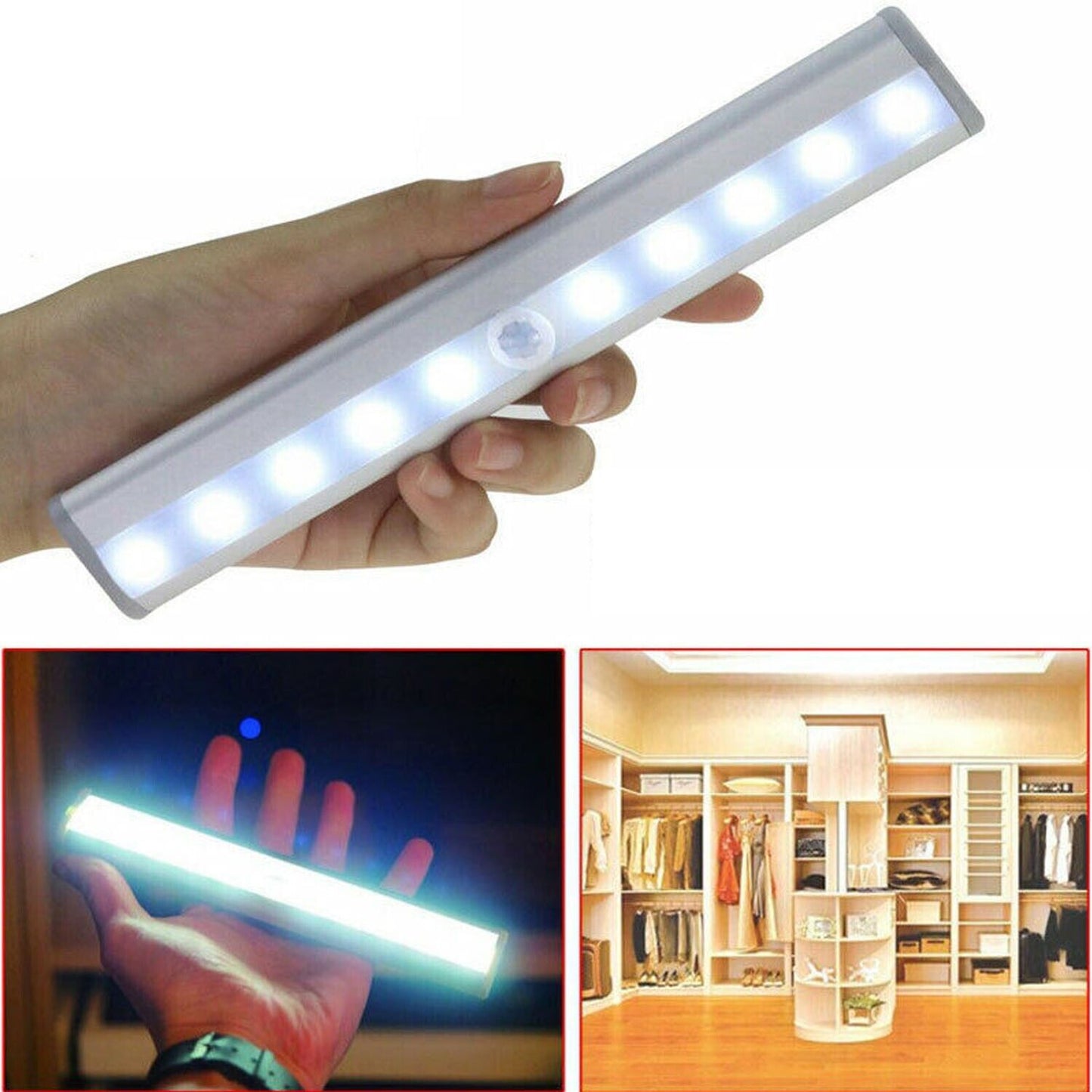 LED Motion Sensor Closet Light Wireless Night Light Cabinet Wardrobe Kitchen