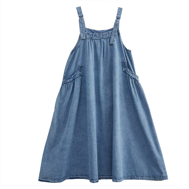 Strap Long Loose Slim Denim Strap Skirt