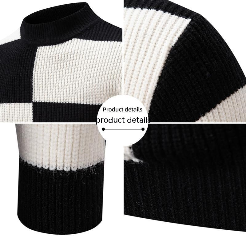 Men's Half-high Collar Slim-fit Jumper Knitwear Korean Youth Fashion Casual Top