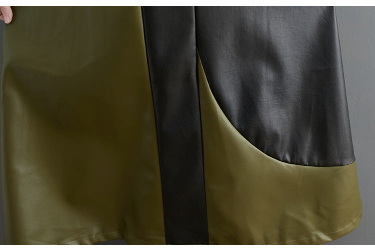 Color Contrast Patchwork Simple Graceful Vest Skirt