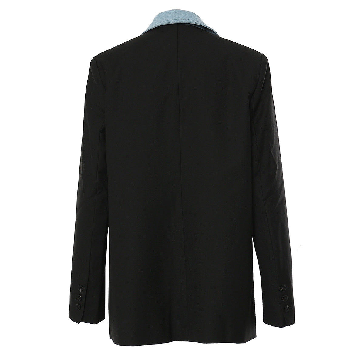 Autumn New Denim Stitching Asymmetric Suit Jacket