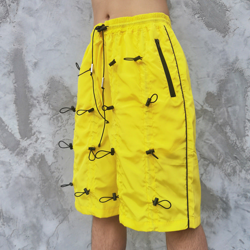 Dark elastic waist drawstring shorts