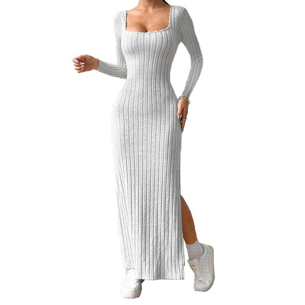 Women's Simple Square Collar Backless Dress