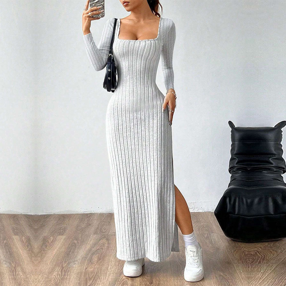 Women's Simple Square Collar Backless Dress