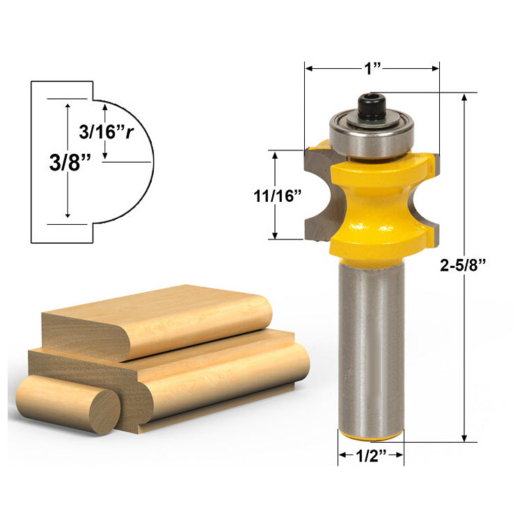 1-5Pc Bullnose Router Bit Set C3 Hartmetall 1/2 "Schaft 12mm Schaft Holzbearbeitung cutter