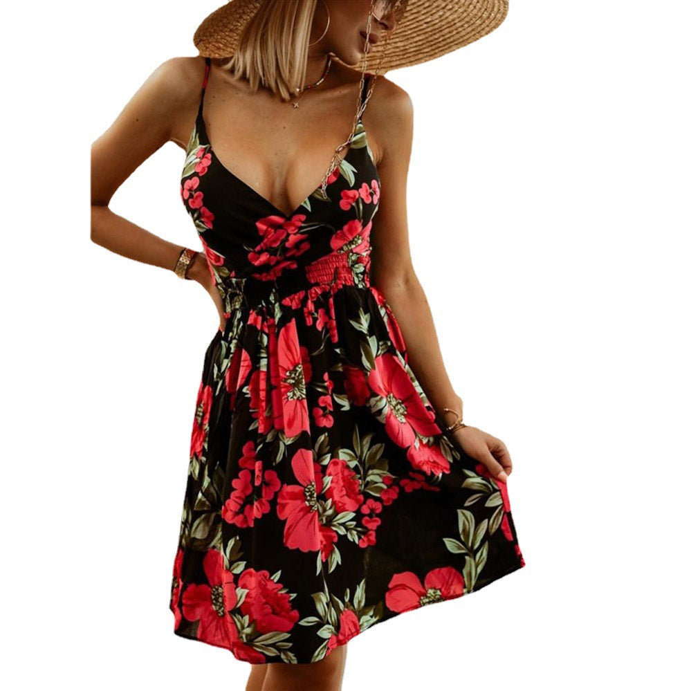 High-end Fashion V-neck Waist Dress