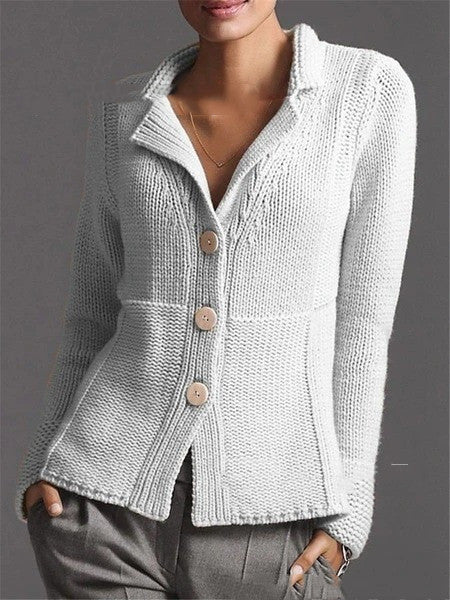 Warm Solid Color Single-Breasted Slim Cardigan Sweater