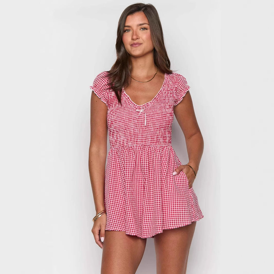 Sexy Women's Plaid Jumpsuit