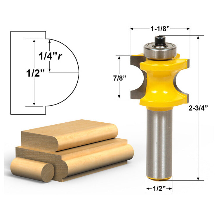 1-5Pc Bullnose Router Bit Set C3 Hartmetall 1/2 "Schaft 12mm Schaft Holzbearbeitung cutter