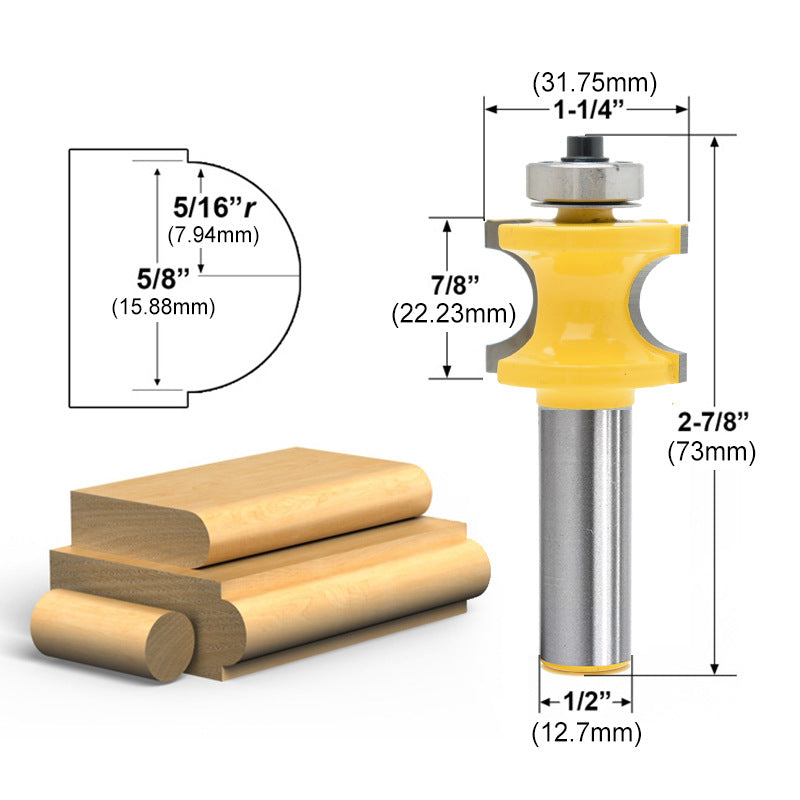 1-5Pc Bullnose Router Bit Set C3 Hartmetall 1/2 "Schaft 12mm Schaft Holzbearbeitung cutter