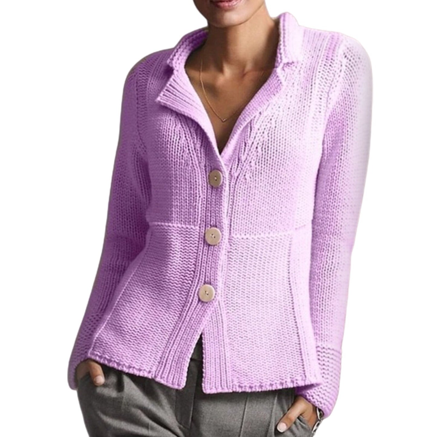 Warm Solid Color Single-Breasted Slim Cardigan Sweater