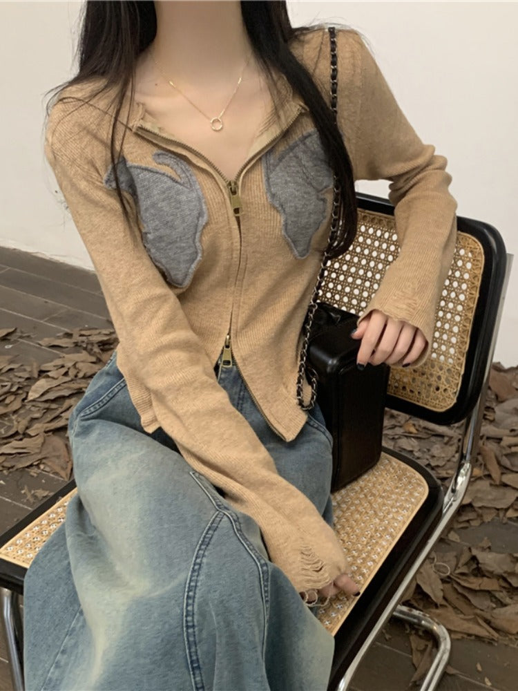 Women's Retro Hooded Long-sleeved Knitted Cardigan