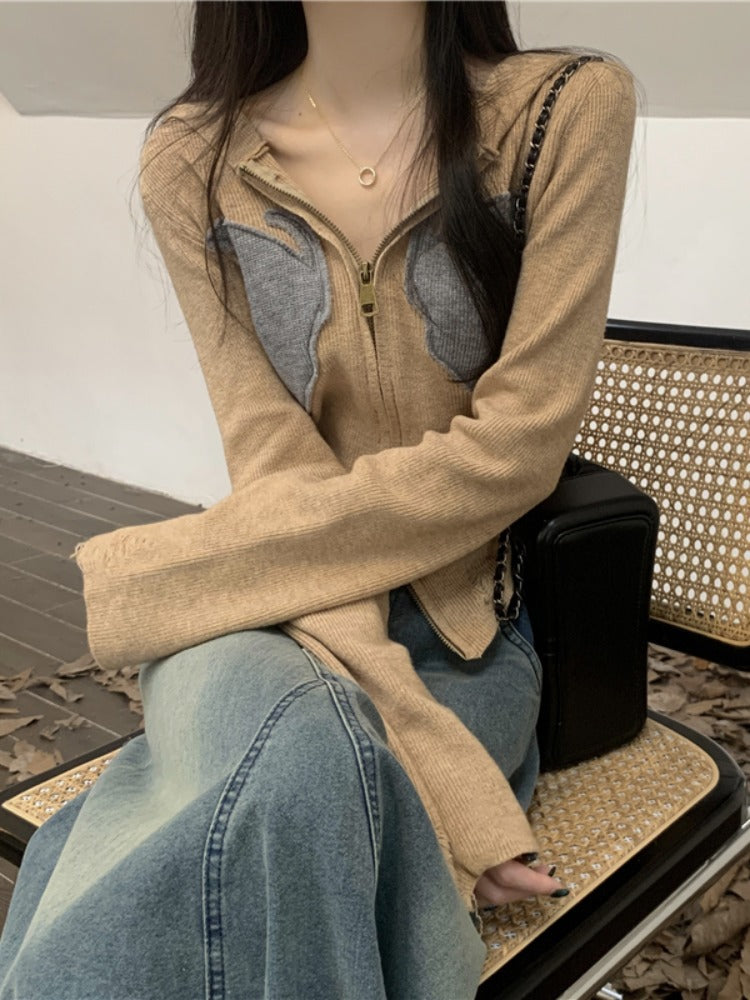 Women's Retro Hooded Long-sleeved Knitted Cardigan