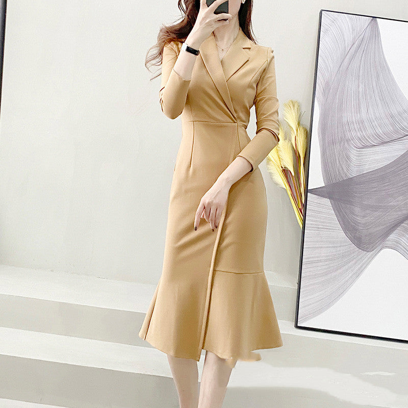 Women's Fashion Temperament Simple Fishtail Dress