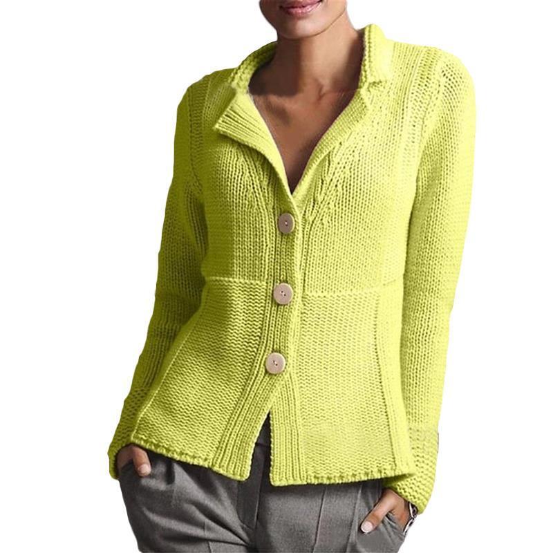 Warm Solid Color Single-Breasted Slim Cardigan Sweater