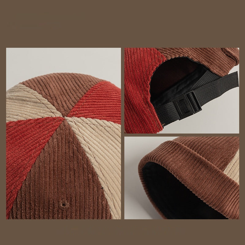 Women's Retro Corduroy Color Matching Hat