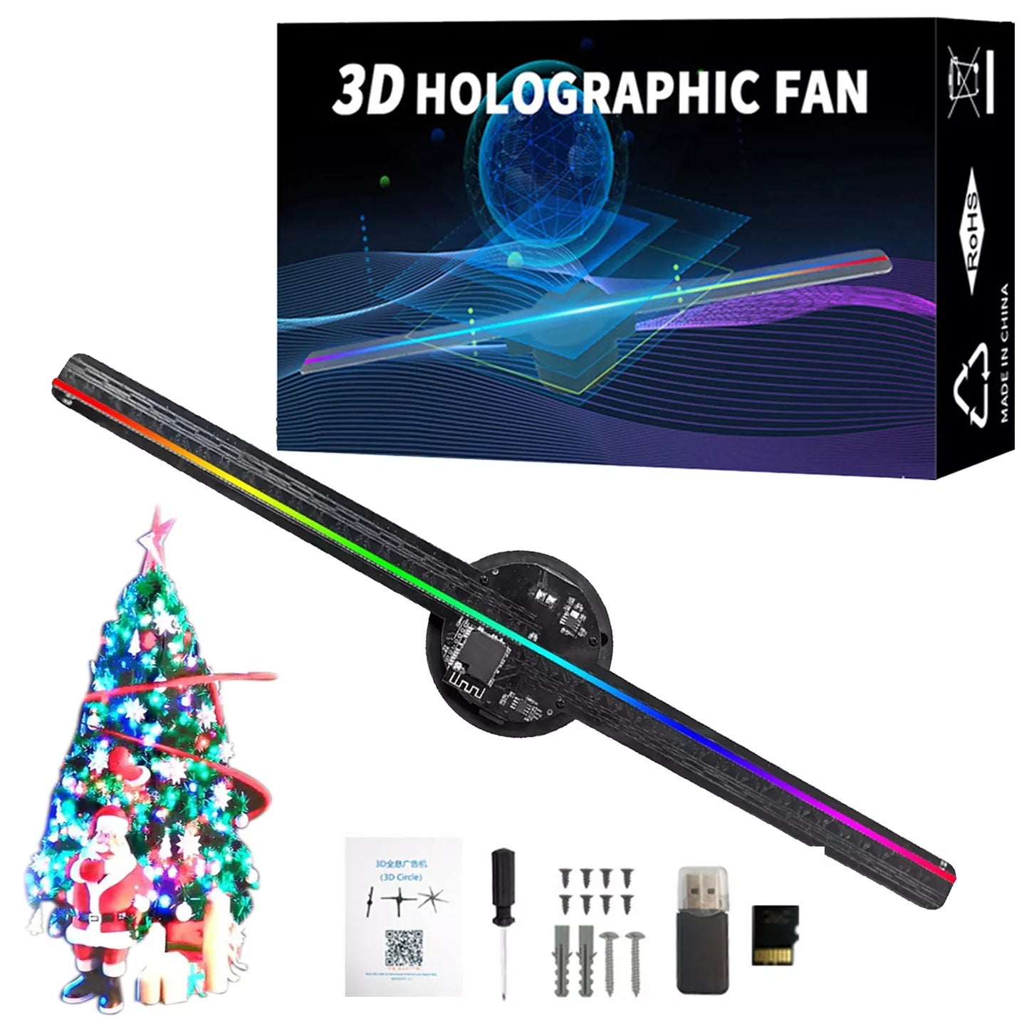 3D Holographic Projector LED Fan Projector 16.5 Inches LED Fan