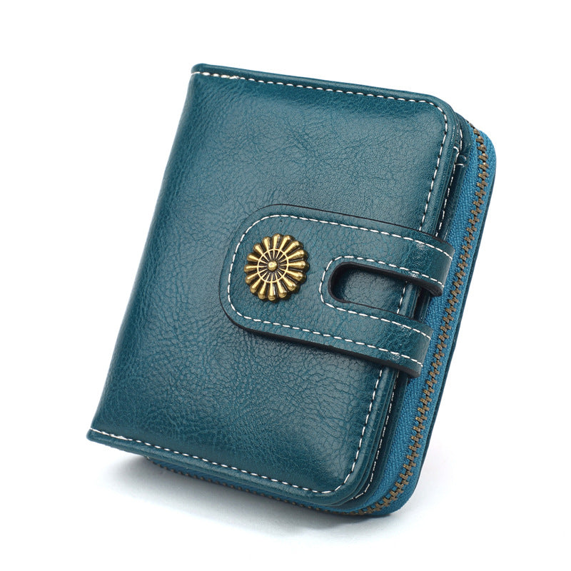 Oily Leather Storage Coin Purse Women's Pendant Small Card Holder