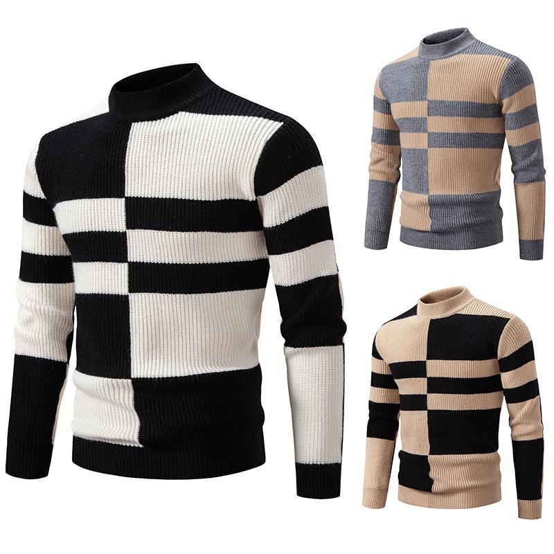 Men's Half-high Collar Slim-fit Jumper Knitwear Korean Youth Fashion Casual Top