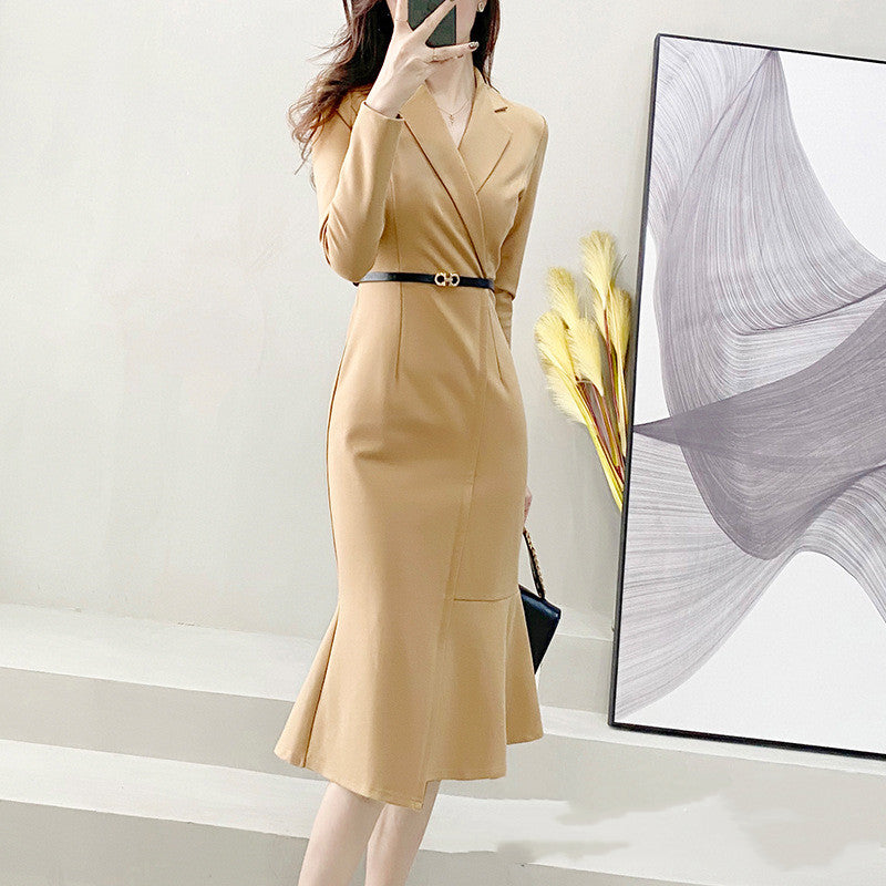 Women's Fashion Temperament Simple Fishtail Dress