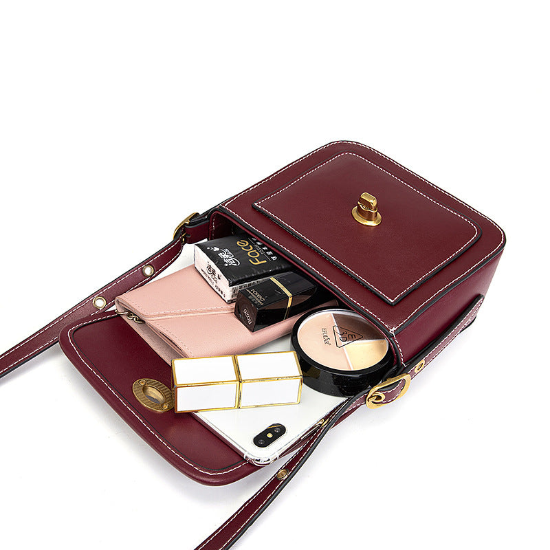 New Style Ladies Leather Handbags Foreign Trade Messenger Bag Small Square Bag Simple And Fashionable