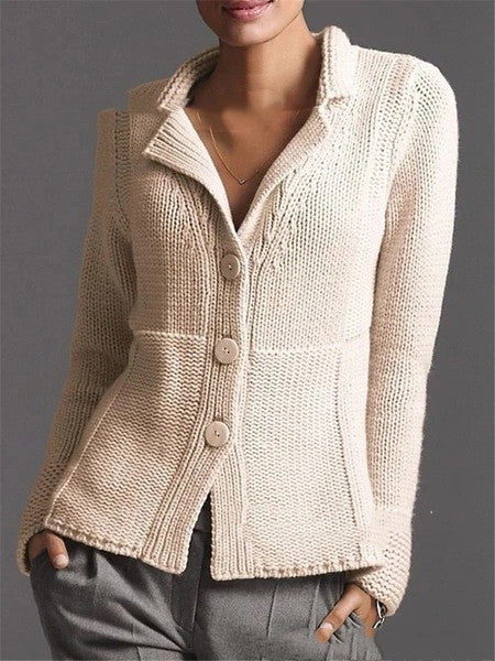 Warm Solid Color Single-Breasted Slim Cardigan Sweater