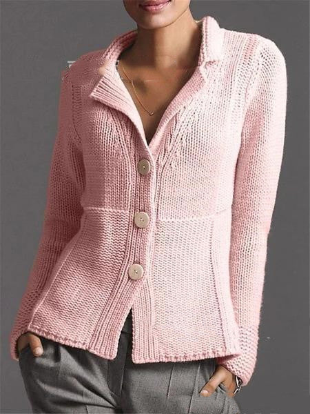 Warm Solid Color Single-Breasted Slim Cardigan Sweater