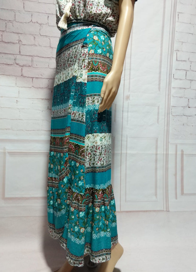 European And American Bohemian One-Shoulder Two-Piece Long Skirt