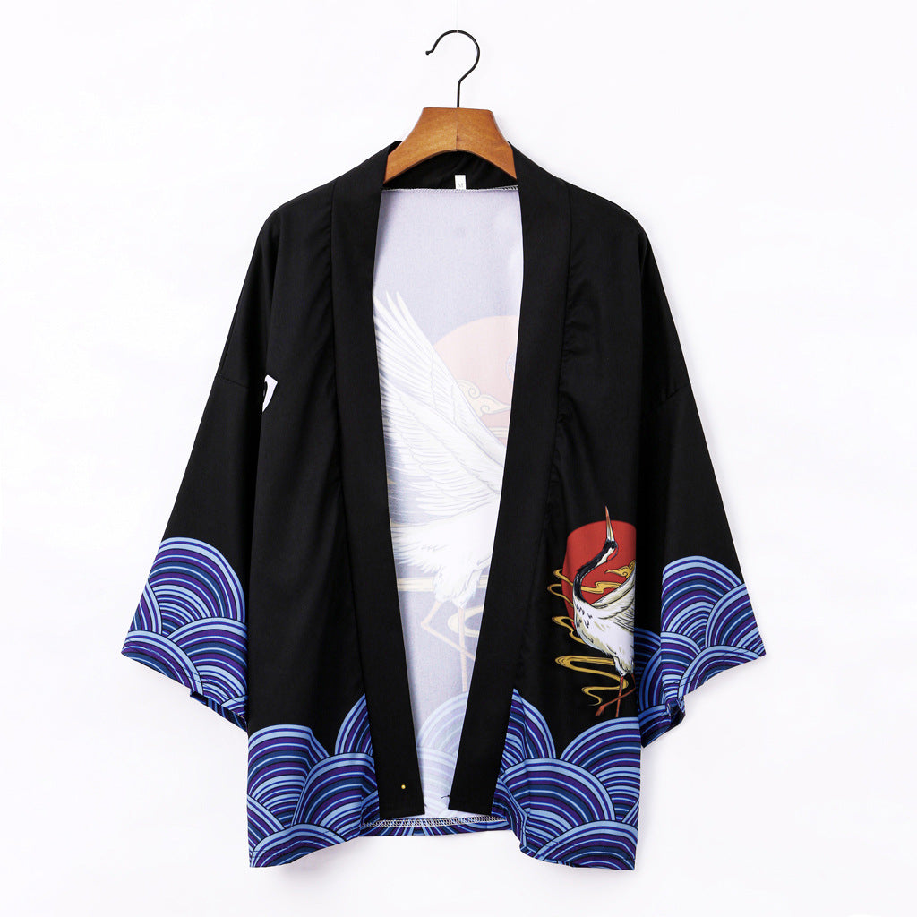 Printed Crane Cardigan