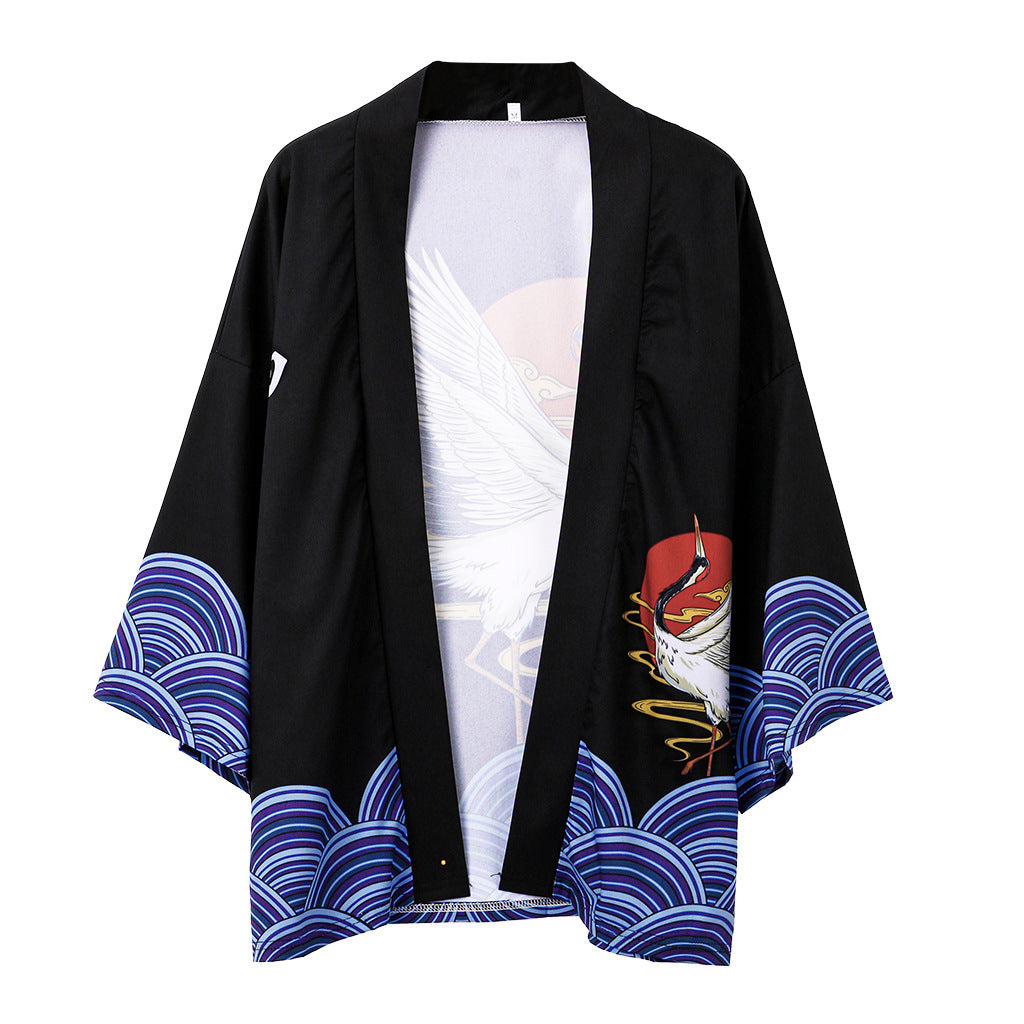 Printed Crane Cardigan