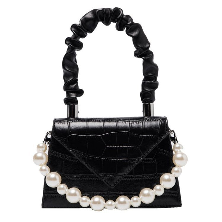 Small Bag Handbags Popular New Fashion Autumn And Winter One Shoulder Messenger Bag Fashion Pearl Portable Small Square Bag