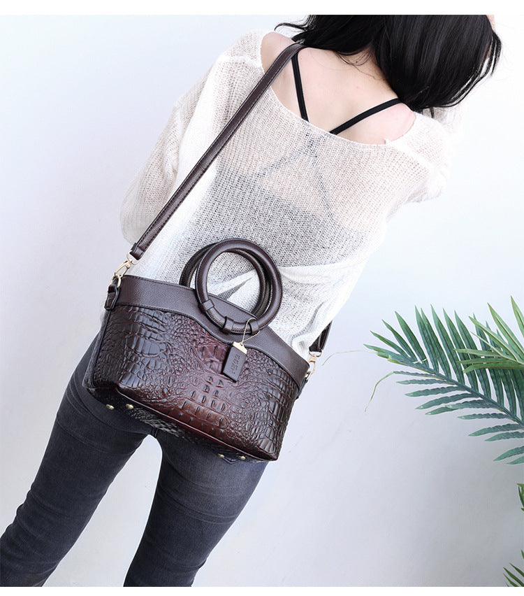 New Style Ladies Handbags European And American Style Fashion Stone Pattern Ring One-Shoulder Diagonal Bag