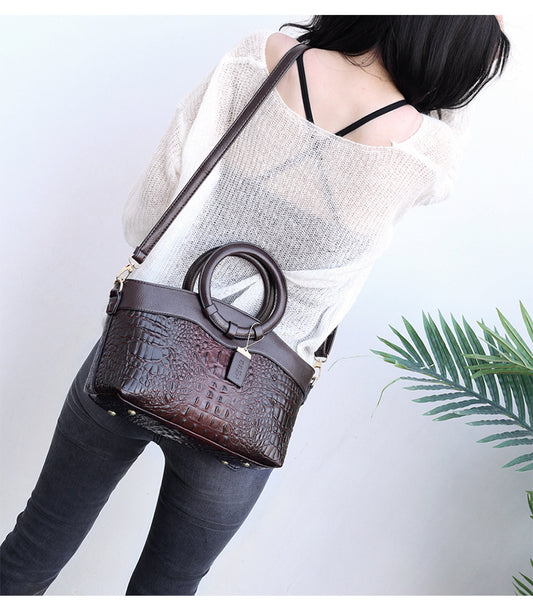 New Style Ladies Handbags European And American Style Fashion Stone Pattern Ring One-Shoulder Diagonal Bag
