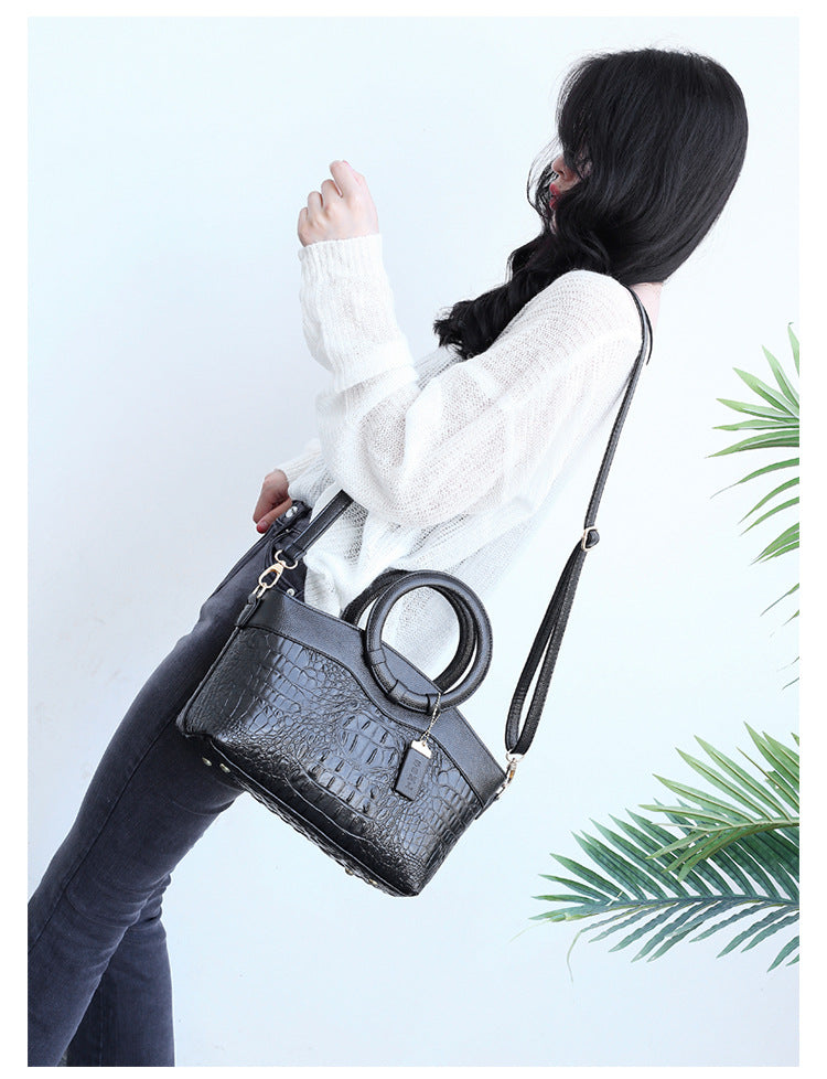 New Style Ladies Handbags European And American Style Fashion Stone Pattern Ring One-Shoulder Diagonal Bag
