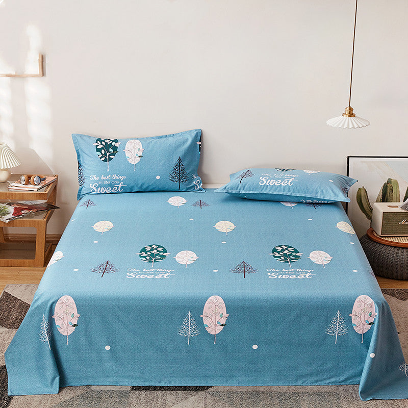 Double 1.5m Cotton Single Bed Sheet Pillowcase