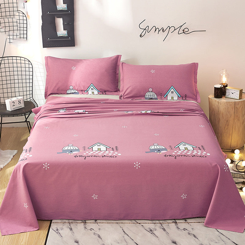 Double 1.5m Cotton Single Bed Sheet Pillowcase