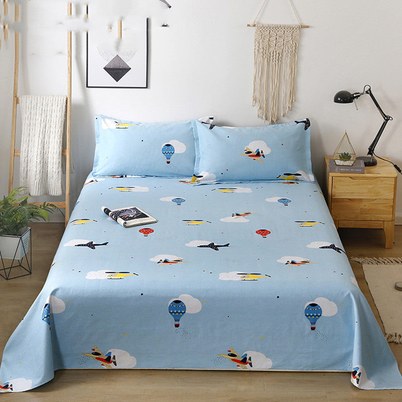 Double 1.5m Cotton Single Bed Sheet Pillowcase