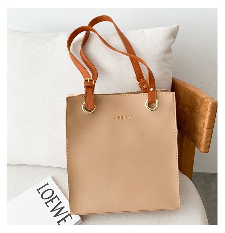 The New Korean Style Trendy Simple Shopping Bag Tote Handbags Casual Shoulder Bag Large-capacity Portable Soft Leather Bag