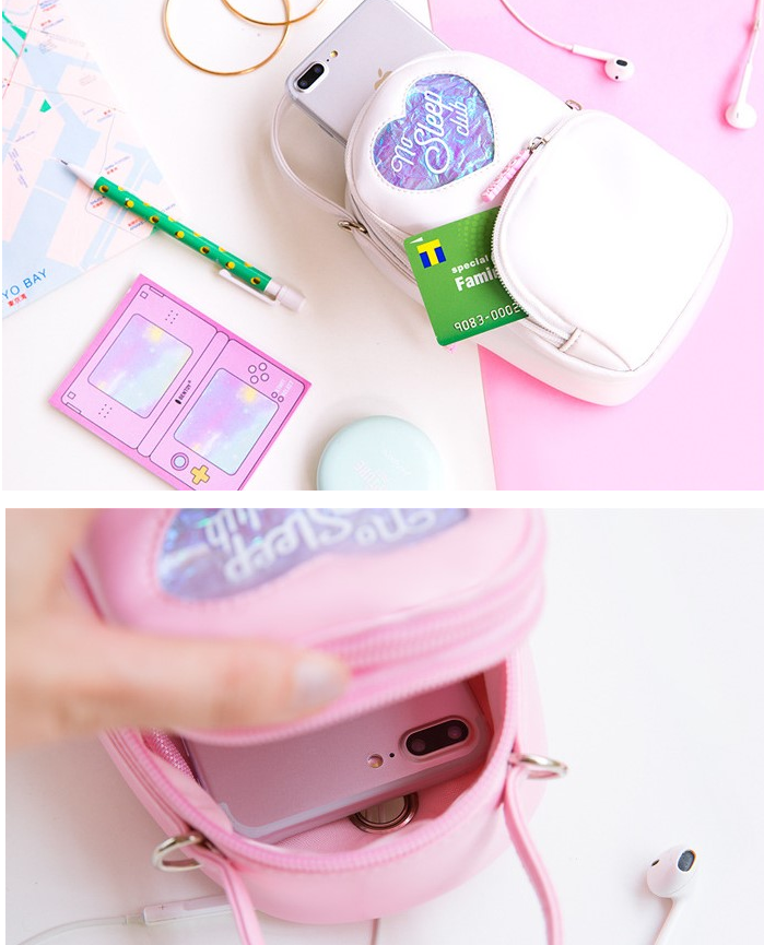 Milkjoy Girls Multi-store Messenger Bag Heart Women Handbags Fashion Shoulder Bag Korea Messenger Bags Bentoy PU Carry Phone Bag