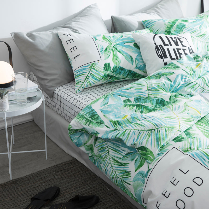 Four-piece plant flower quilt cover