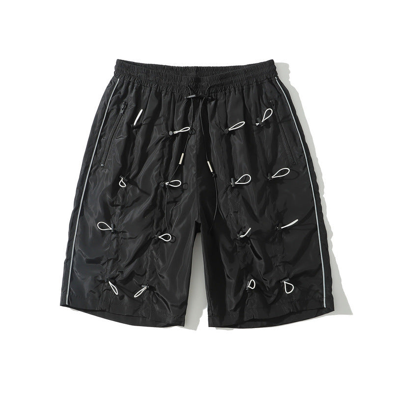 Dark elastic waist drawstring shorts
