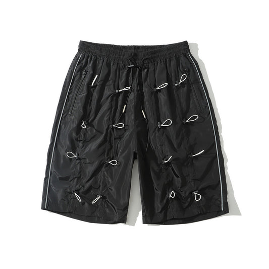 Dark elastic waist drawstring shorts