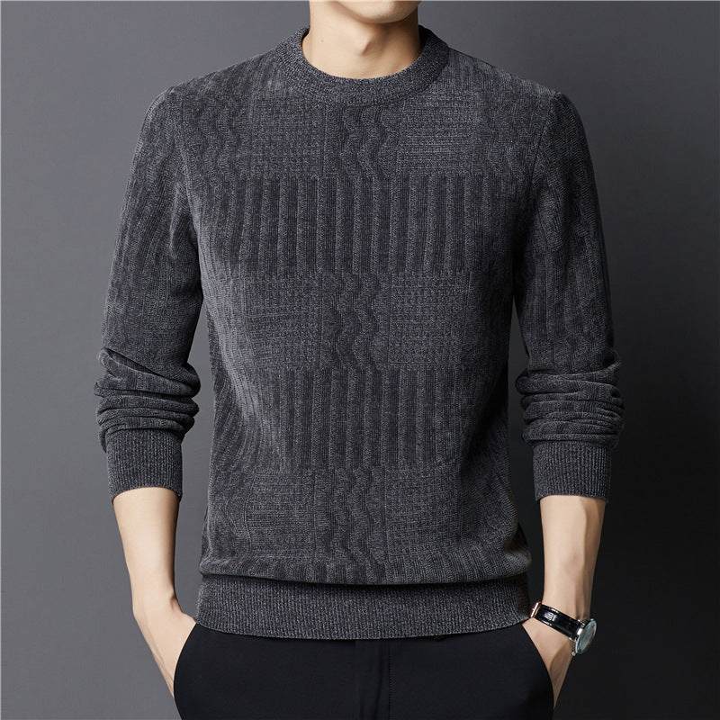Crew Neck Casual Jacquard Undercoat Sweater