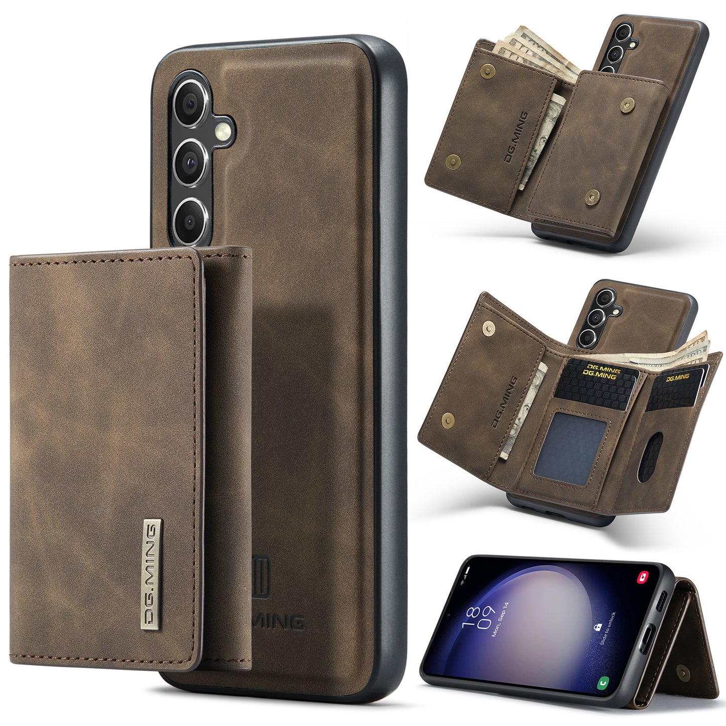 Strong Magnetic Split Wallet Protective Leather Case Two-in-one Magnetic Wallet Phone Case