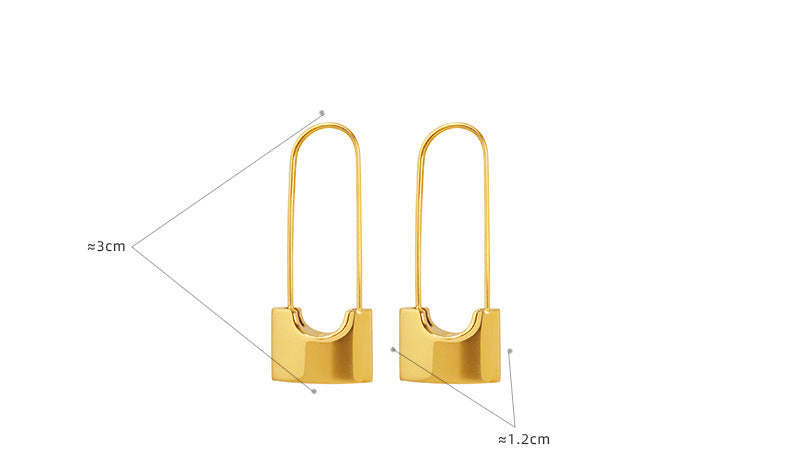Simple Personality Lock Head Earrings Street Style Titanium Steel Material Female Niche Accessories All-match