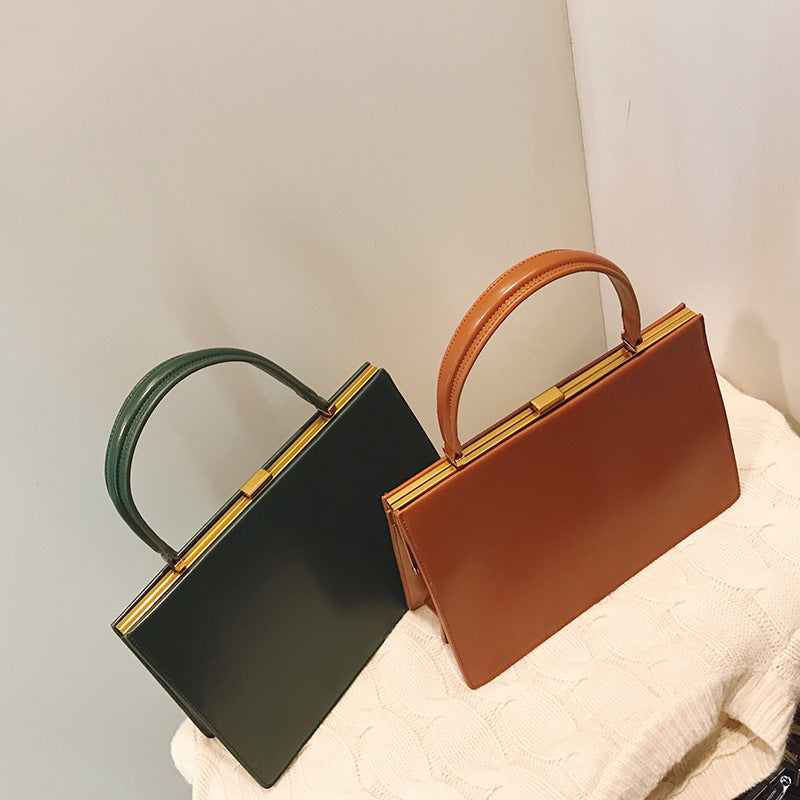 Burminsa  Vintage Clasp Women Handbags Medium Metal Frame Design High Quality Female Tote Bags Spring Red Black Box Packing