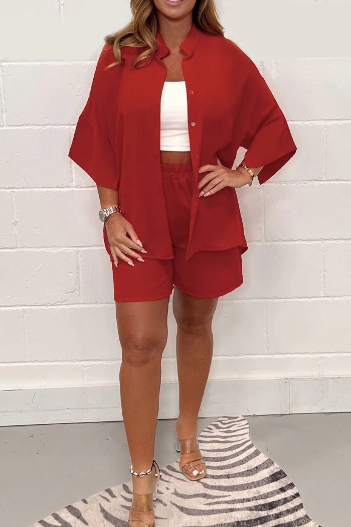 Short-sleeved Shirt Shorts Two-piece Set