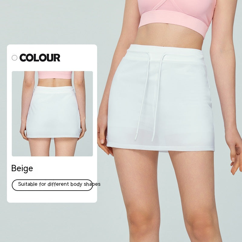 Spring And Summer Mesh Yarn False Two Pieces Sports Skirt