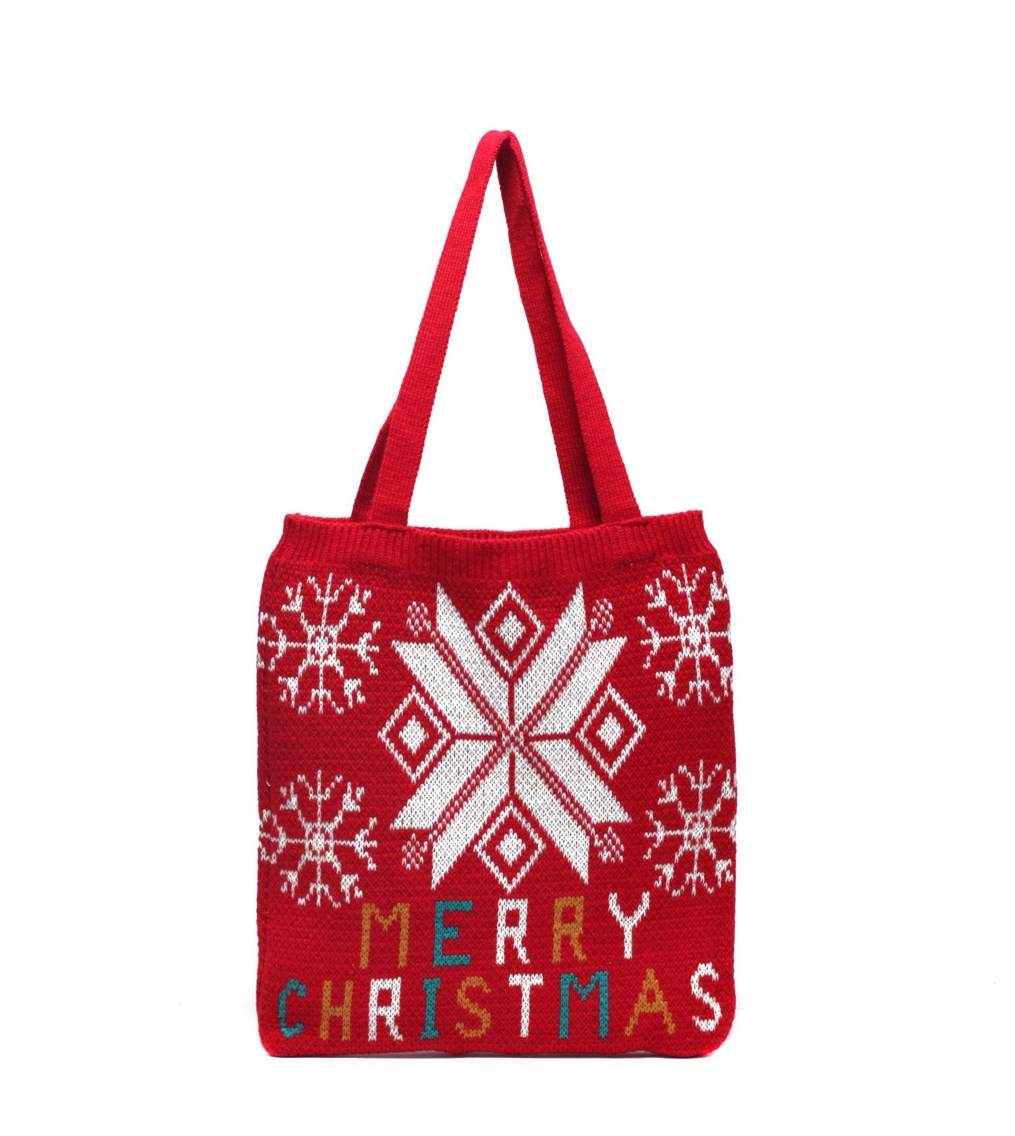 Hand-held knitted wool handbags