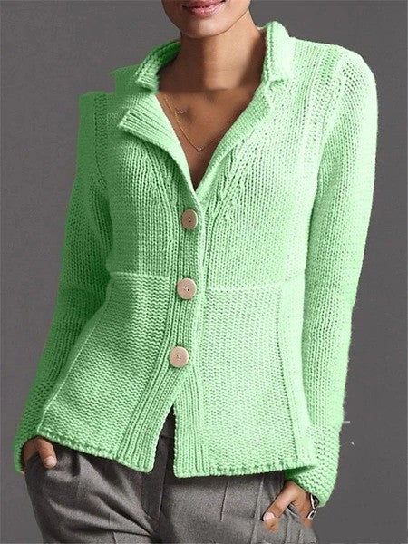 Warm Solid Color Single-Breasted Slim Cardigan Sweater